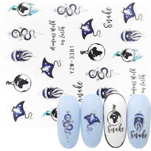 1 Sheet Nail Stickers Water Transfer Decal Devil Fish Sea Animal Designs Nail Art Tattoo Slider Manicure Decoration