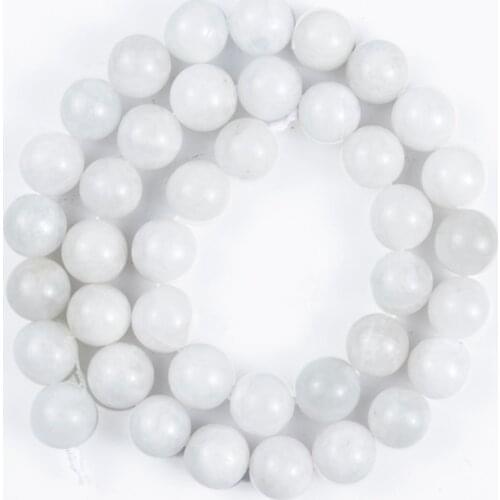 Natural Stone Smooth Clear Blue Moonlight AB+ Crystals Round Loose Beads 6/8/10mm for Jewelry Making DIY Bracelet Accessories