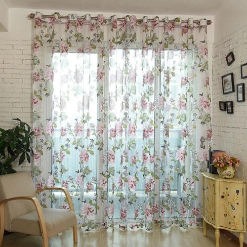 New Classical Flower Curtain Window Screening Fabric Tulle Sheer Curtains for Bedroom Living Room