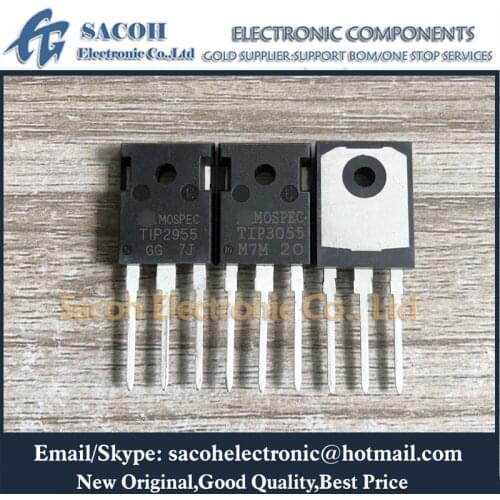 Free Shipping 10Pairs TIP3055 + TIP2955 3055 + 2955 TO-247/218 NPN + PNP Silicon Power transistor