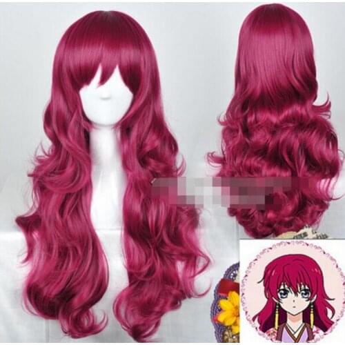 WIG Yona princess Wine Red Long Wavy Curly Hair Wig Cosplay Wigs Free Shipping