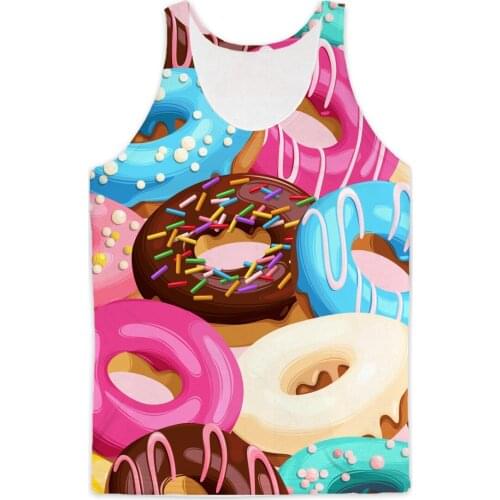 REAL American US SIZE Donuts new 3D Sublimation Print Tank top plus size 4xl 5XL 6XL