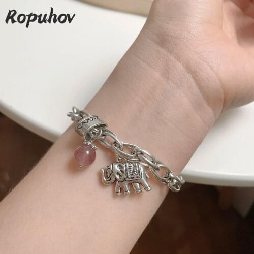 Ropuhov 2021 New 925 Silver Korean Fashion Elephant Bracelet Women Retro Handmade Niche Design Simple European Versatile Jewelry