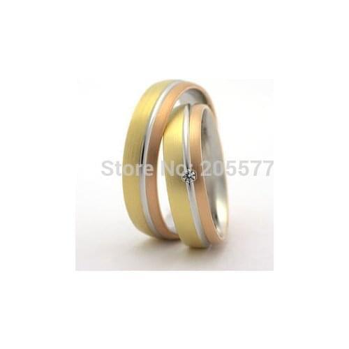 Luxury custom rose gold plating best tricolo engagement wedding bands jewelry rings sets