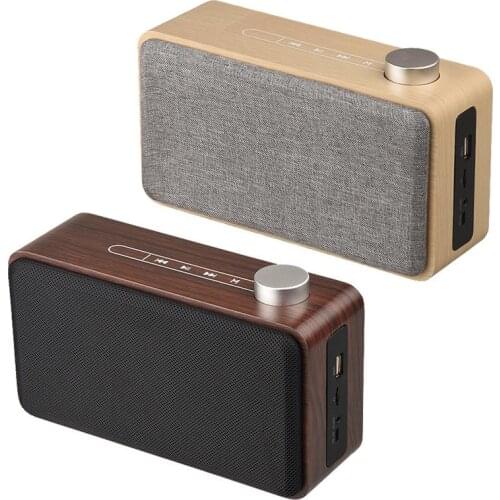 Touch button wooden bluetooth speaker subwoofer wireless stereo 3D stereo music surround sound support Bluetooth TF AUX USB