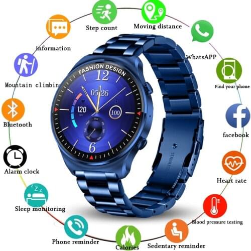 360*360 HD 1.32 Screen Smart Watch Men Large Battery Bluetooth Call Music Player Link TWS Headset Steel Strap Smartwatch For Men