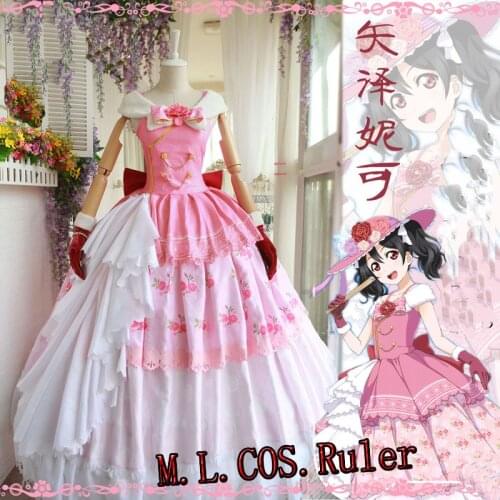 Yazawa Nico Love Live! Cosplay Costume Yazawa Nico LoveLive! Princess Dress Pink Fancy Dress Customized