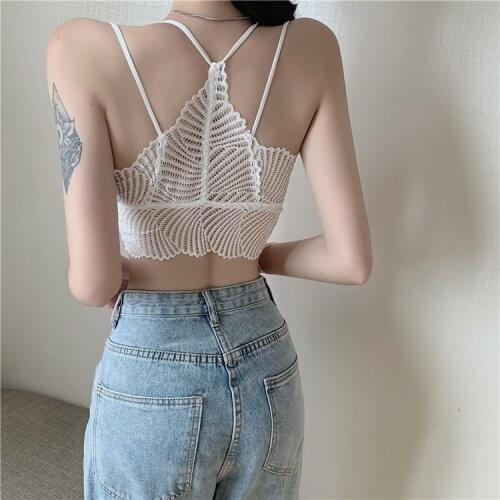 Racerback Womens Summer Camis Tank Tops Sleeveless Bustier 2 Shoulder Straps Bra Vest Crop Top Bralette Butterfly Back Basic Tee