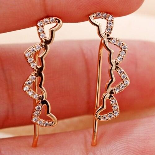 Trendy stud heart Earrings for Womens earring Gold Filled white Cubic Zirconia Earring Circle Earrings Wedding Jewelry Gife