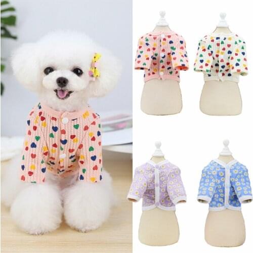 Winter Cotton Dog Clothes for Small Dogs Pets Clothing Love Dasiy Print Puppy Cat Sweater Yorkshire Chihuahua mascotas Cardigan