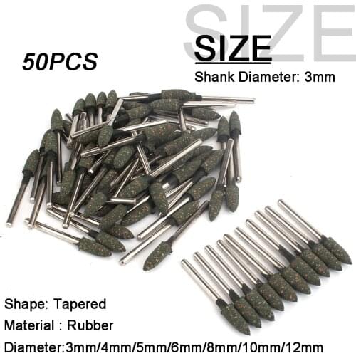 10-50PCS Bullet Rubber Polishing Head Abrasive Grinding Burr Bits For Dremel Rotary Tools Grinding Stone Wheel Head Dremel Tools