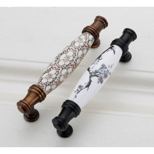 10PCS colorful Ceramic flower Cabinet Knobs Door Pull Handles Cupboard Drawer Wardrobe Furniture Handle Knobs