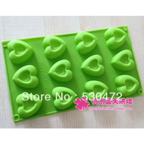 12 hole silicone Chocolate Mold Cake Mold soap mould love heart shape 29*17*.2.5CM kitchen tools