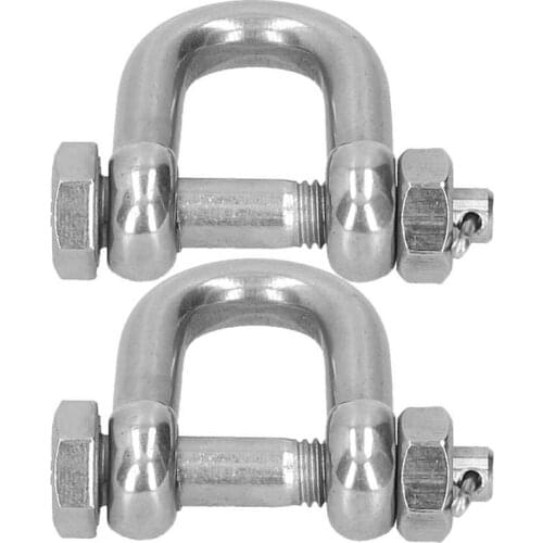 2Pcs D Ring Anchor Shackle Screw Pin 304 Stainless Steel with Insurance Hardware M10