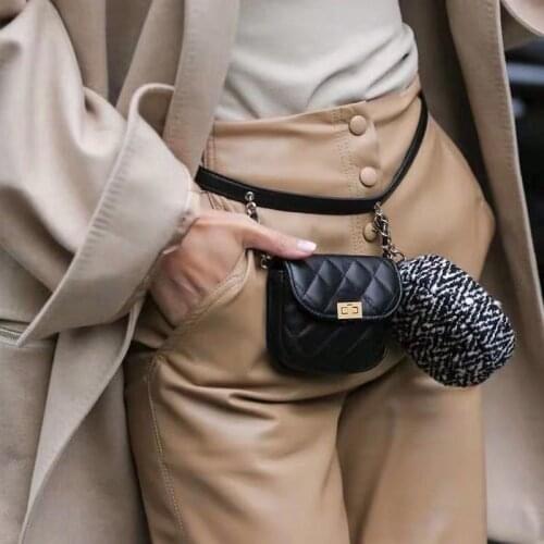 2pcs Plaid Waist Bags Small Chains Bags Flap Bags Wallet On Chain Chest Bag Crossbody Bags Women Purses and Handbags Waist Packs