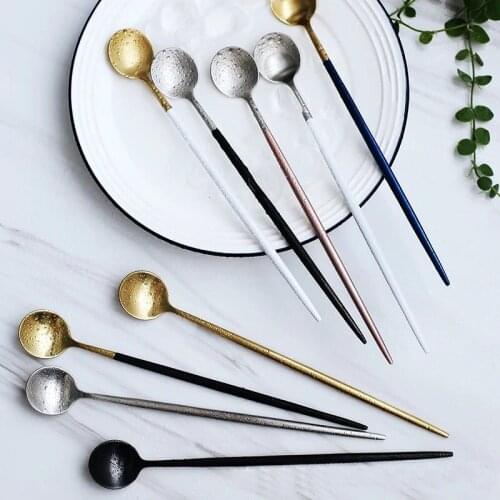 2Pcs/Lot Stainless Steel Long Handle Ice Spoon Flatware Set Spoons Cutlery Set Ice Teaspoons Dinner Longer Tea Spoons Sets