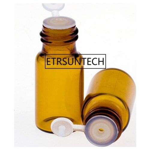 200pcs 3ml 5ml Mini Amber Glass Bottle with Cap Empty Protable Sample Vial Essential Oil Bottle F3302