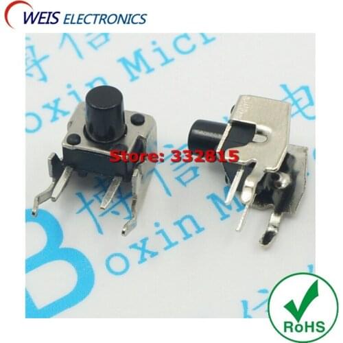 200PCS 6X6X7.5MM push button switch with stand holder 6*6*7.5mm Side press switches ROHS Free shipping