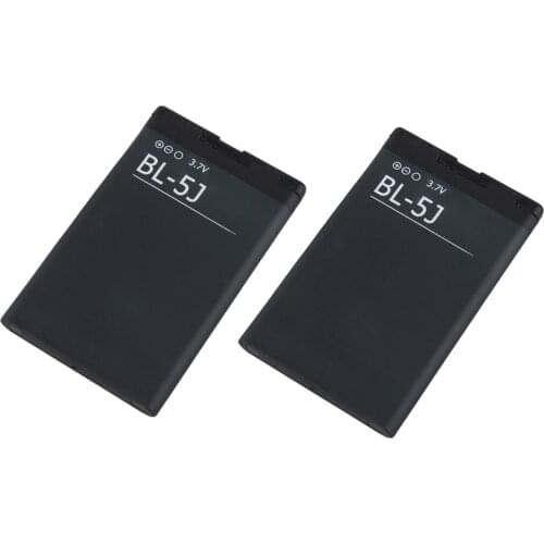 2pcs 1320mAh BL-5J Cell Phone Rechargeable Battery Pack for Nokia 5230 5233 5800 3020 N900 C3 Lumia 520 525 530 5900 Batteries