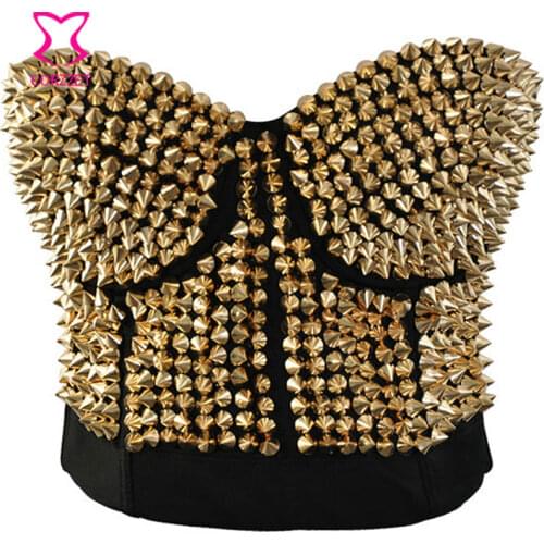 Burlesque Spiked Stud Bra Corsage Sexy Ladies' Punk Rave Push Up Bras Discodance Club Party Underwear Women Bralette Lingerie