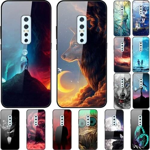 Case For VIVO V17 Pro Back Phone Cover Black TPU Silicone Bumper With Tempered Glass