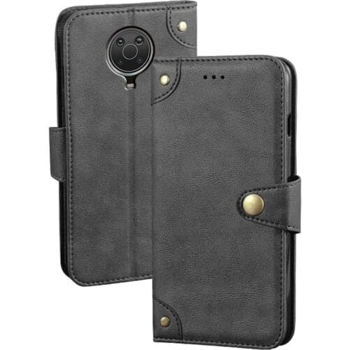 For Nokia G20 Case 6.52" Retro Magnetic Flip Wallet Leather Case For Nokia G10 TA-1336 TA-1334 Cover Unique Metal Buckle Design