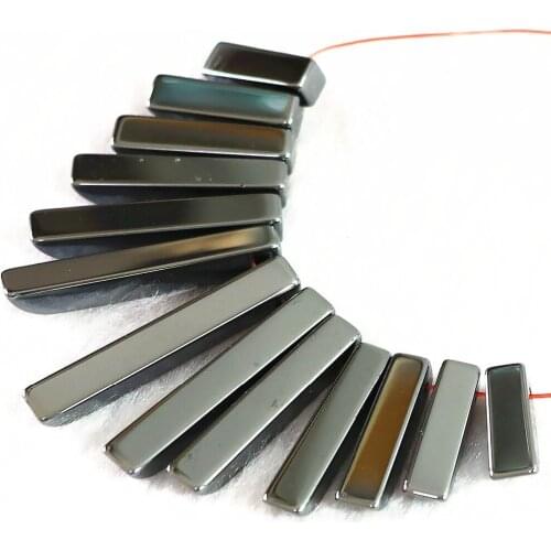 Black hematite stone hot sell fashion diy necklace Pendant 13~29mm long Rectangle loose Beads 15 inches B259
