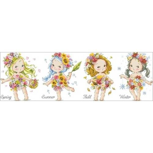 Flower girl patterns Counted Cross Stitch 11CT 14CT DIY Chinese Cross Stitch Kits Embroidery Needlework Sets