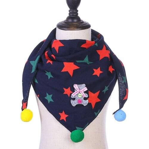 Childrens scarves Korean autumn and winter flowers cute pendant triangle scarves versatile Bib boys and girls scarves fashion