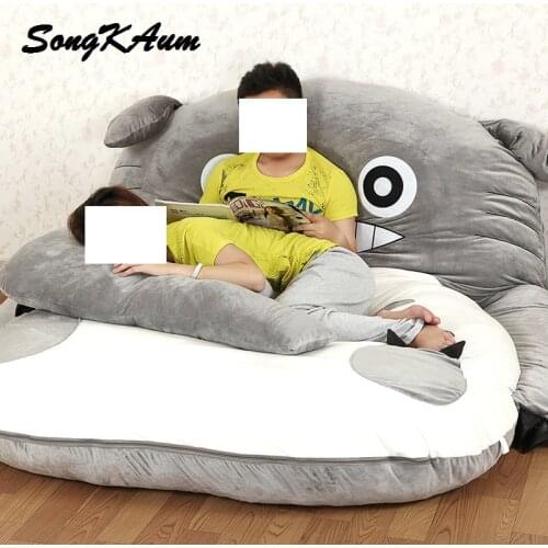 Baby Folding Lazy Sofa Bed Blue Green Grey Seat Cushion Couch Cute Cartoon Sleeping Bags Mattress Back Cushion