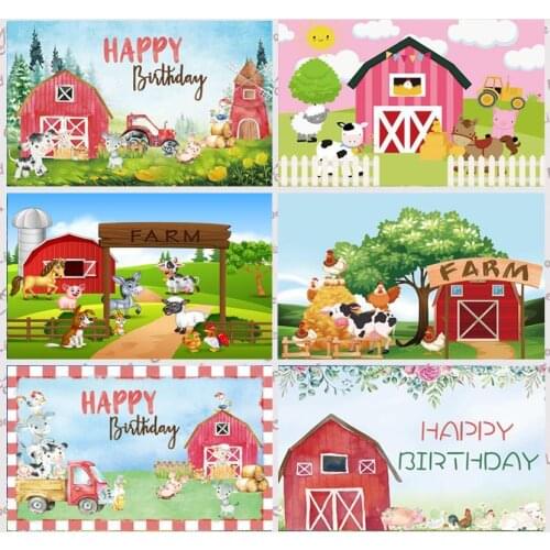 Farm Photographic Backdrops Baby Shower Kids Birthday Party Red Barn Animal Cartoon Photo Background Photo Studio