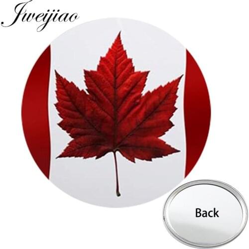 JWEIJIAO Maple leaves Canada One Side Flat Pocket Mirror Compact Portable Makeup Vanity Hand Travel Purse Mirror