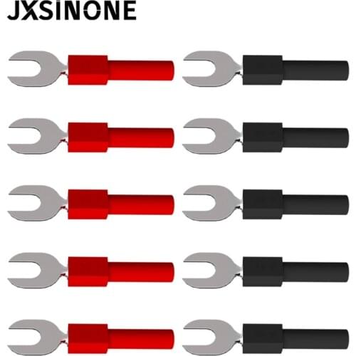 Cleqee P4003 10PCS 5Color 6mm Width U&Y Type Welding Insert Harpoon to 4mm Banana Plug