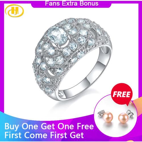 Natural Aquamarine Sterling Silver S925 Ring 2.2 Carats Genuine Aquamarine Light Blue Special Design for Women Jewelry Best Gift