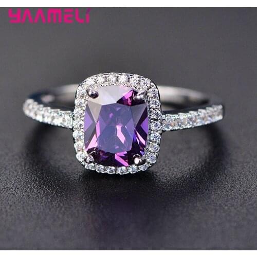 Hot Sale Original 925 Stering Silver Jewelry Sparkling Beautiful Top Quality Crystal Rings For Women ladies Wedding Party