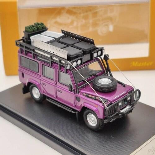 Master 1:64 For L-R Defender 110 Diecast Models Toys Car with Luggage Rack Collection Purple