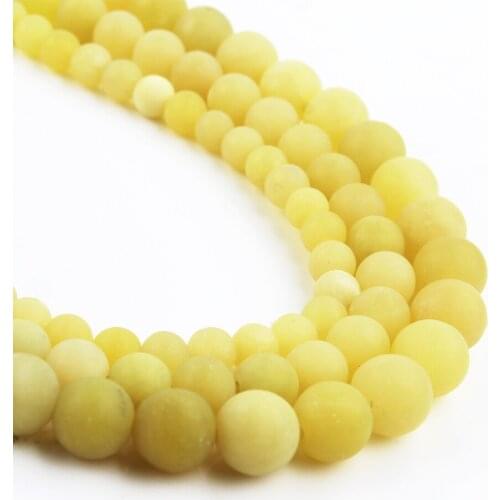 Matte Lemon Jades Stone Beads Natural Loose Spacer Beads For DIY Jewelry Making Bracelet Charms Accessories 15'' 4 6 8 10 12mm
