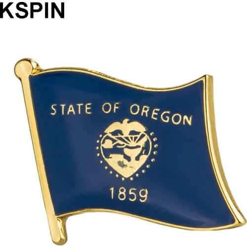 Metal Badge USA American Oregon State Flag Pin Lapel Pin Brooch for Women/Man Clothing 10pcs XY0188