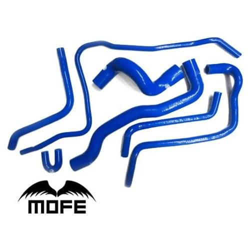 MOFE 7pcs Silicone Radiator Coolant Hose,Silicone hose kit With logo for Saab 9-3 2.0T 1998~2002 Black Blue Red