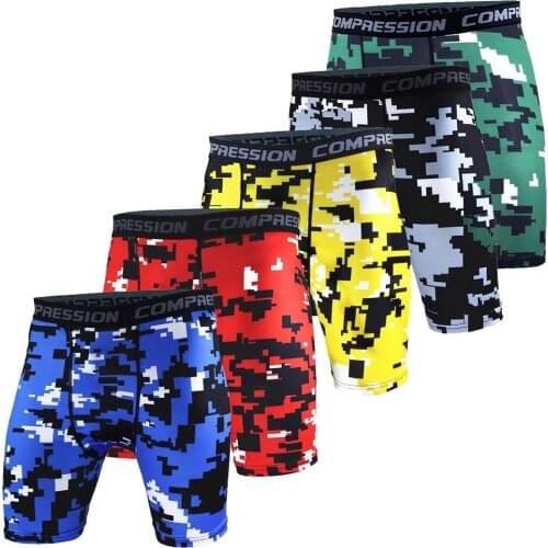 New 2019 Mens Camo Fitness Compression Shorts Fashion Tights Wicking Shorts Bermuda Power Train Camouflage Short Pants Men