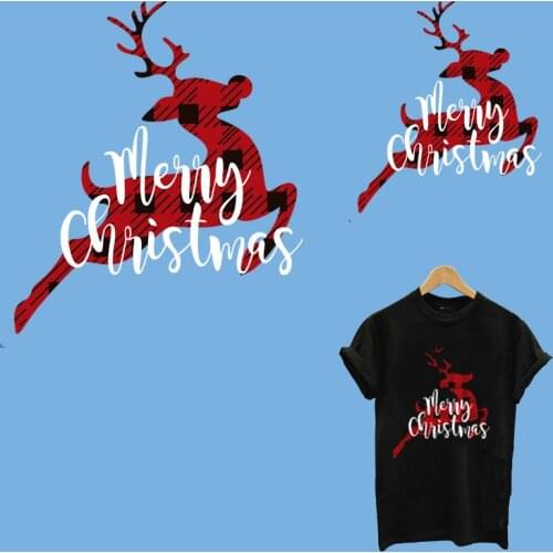 Christmas Deer Iron On Patches For Clothing DIY A-level Washable Thermal Sticker Transfer Applique Christmas Gift Decoration