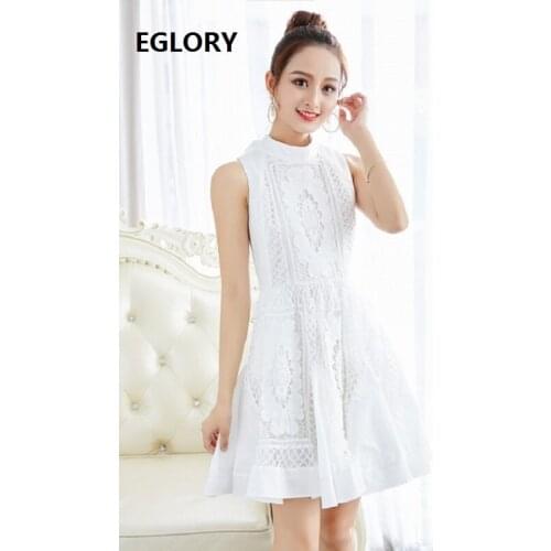 100% Cotton Dress New 2019 Spring Summer Fashion Sexy Party Mini Dress Ladies Halter Neck Hollow Out Embroidery Dress Club Wear