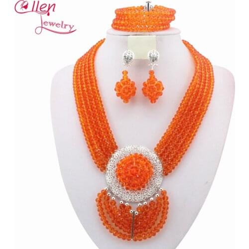 New Arrival African Beads Jewelry Sets Nigerian Wedding African Jewelry Set Crystal Jewelry Sets W8350