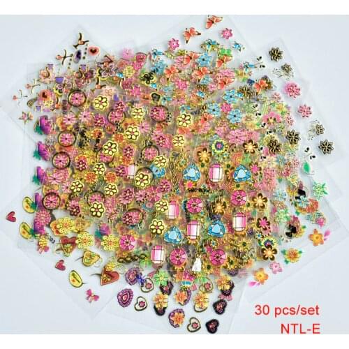 NEW 30 Sheets 3D Pink & Gold Flower Self-adhesive Nail Water Sticker Decal Flower Design Decoration Tools For 3D Nail Art Decal