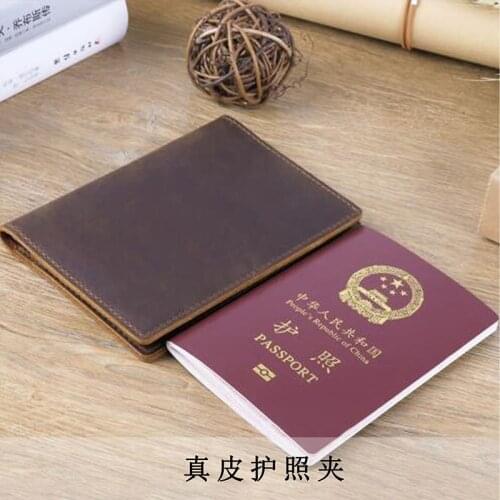 Genuine Leather Passport Holder Men Vintage Handmade Passport Case Cow Leather Covers for Passports Travel Document Orgainzer