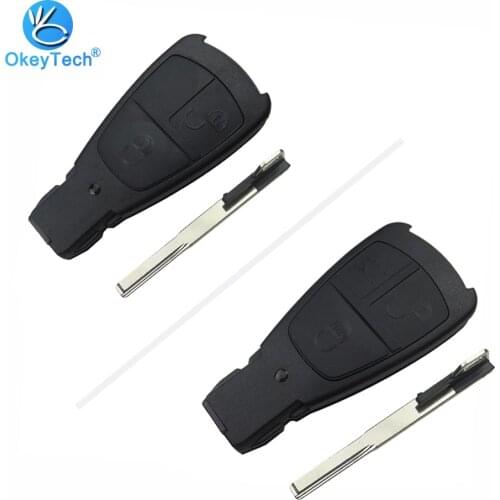 OkeyTech for Benz Key Shell 2/3 Button With Small Emergency Blade Smart Remote Key Old For Benz Mercedes C180 1998-2004 W202