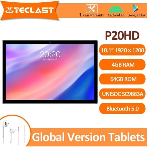 Hot selling Teclast P20HD 10.1 Inch Tablets Android 10.0 OS 4GB RAM 64GB ROM 1920×1200 6000mAh Battary AI-speed-up