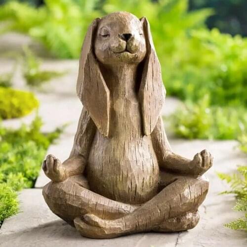 Yoga Pose Rabbit Resin Garden Statue Ornament Garden Yard Art Outdoors Indoor Decoration Home Decoration