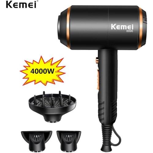 KEMEI Professional Hair Dryer 4000 Wind Power Powerful Electric Blow Dryer Hot/cold Air Hairdryer Barber Salon Tools 210-240V