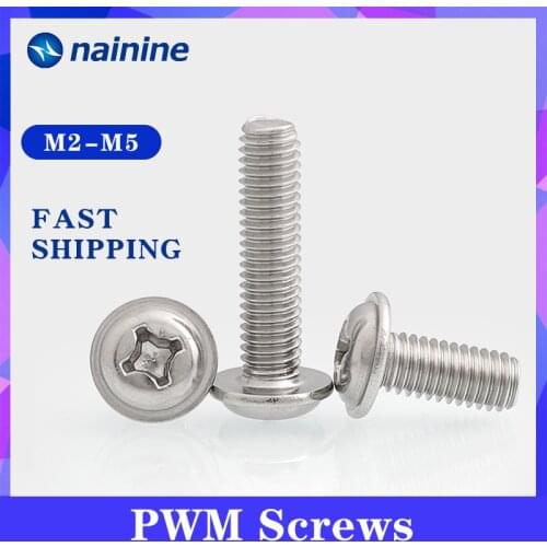 PWM M2 M2.5 M3 M4 304 Stainless Steel Phillips Pan Machine Screws With Collar DIN967